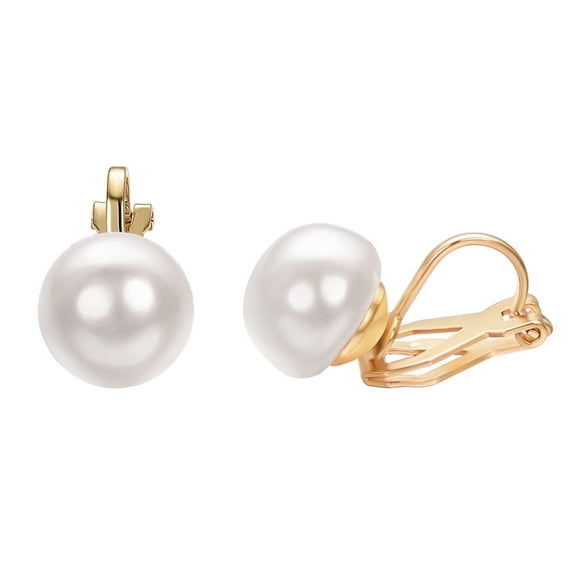 Yoursfs Clip on Pearl Small Earrings for Women Simple Non Pierced Stud Gold Plated Jewelry Gifts
