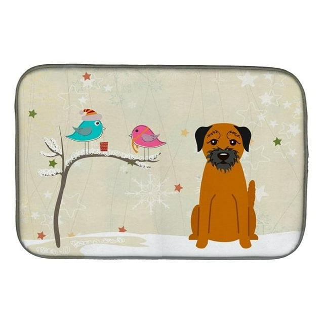 Carolines Treasures BB2511DDM Christmas Presents Between Friends Border Terrier Dish Drying Mat