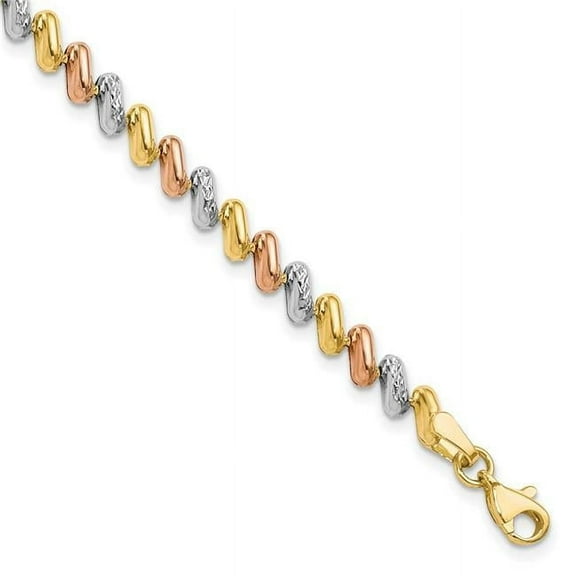 Finest Gold Leslies 10K Tri-Color Polished & Diamond-Cut Fancy Link 7.5 in. Bracelet