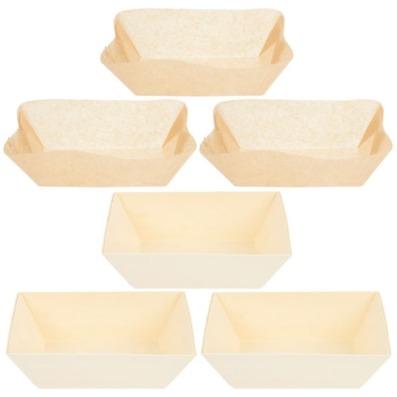 Toyvian 3Pcs Wooden Bread Baking Mold Boxes for Bakery Cake Storage Light Brown
