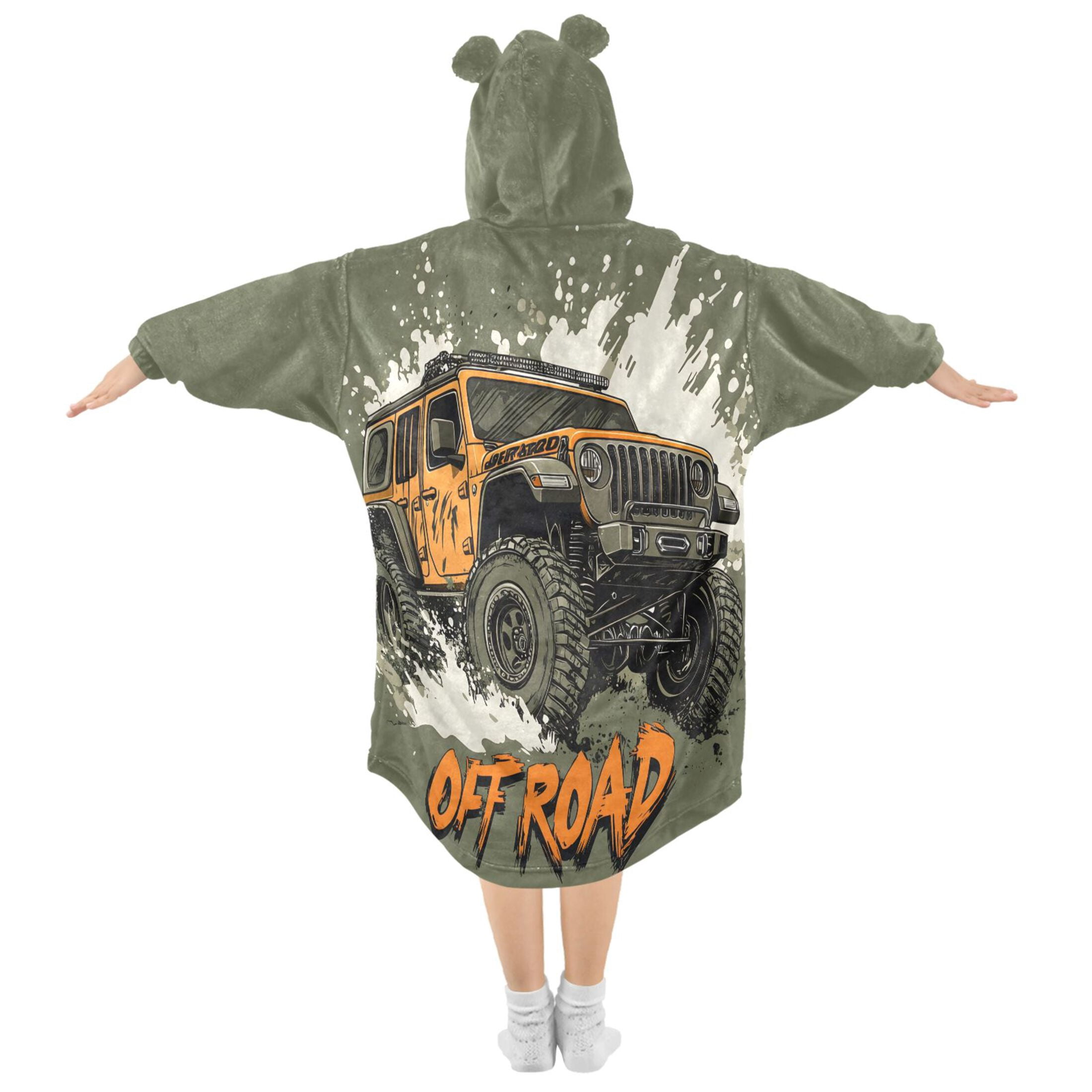 joogoo Wearable Blanket Hoodie Monster Truck Off Road for Flannel Sherpa Pocket 3-14 YR L
