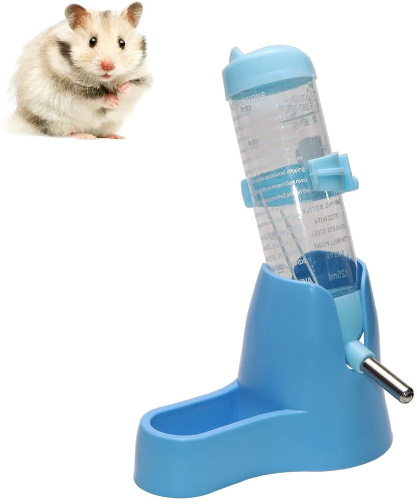 2 in 1 Hamster Hanging Water Bottle Pet Auto Dispenser with Base for Hamster Rat Gerbil Mouse Guinea Pig