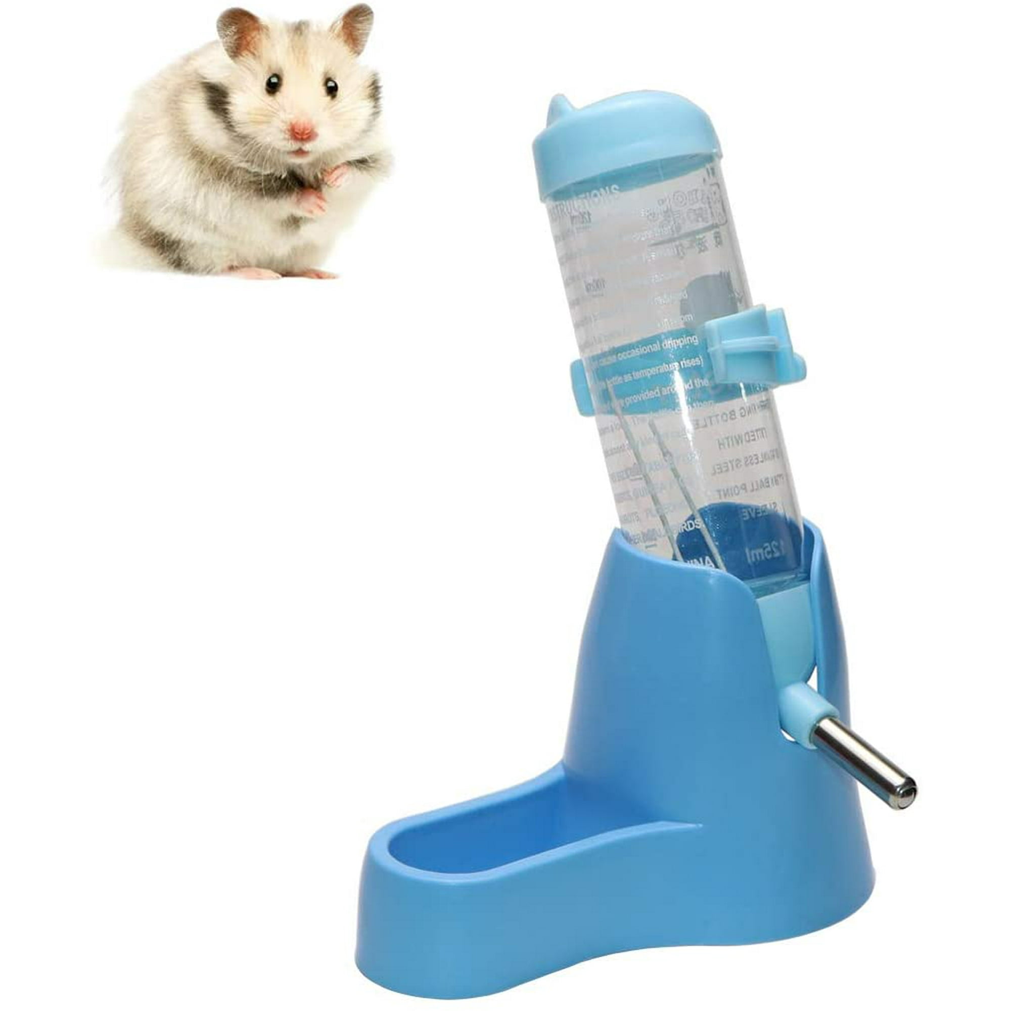 3 in 1 Hamster Hanging Water Bottle Pet Auto Dispenser with Base for Dwarf Hamster Mouse Rat Hedgehog 80ML Pink