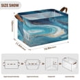 thumbnail image 3 of 2Pack Waterproof Foldable Storage Basket Medium, Metal Frame & Hollow Board Support, for Clothes and Toy Organization Aqua Gilded Waves, 3 of 8