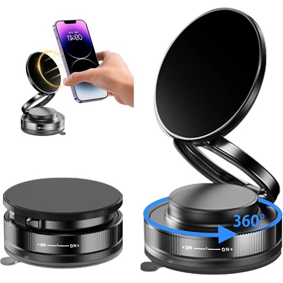 Soporte Circular Magnético Imán Celular Automóvil Ventosa XZ-6228 Negro