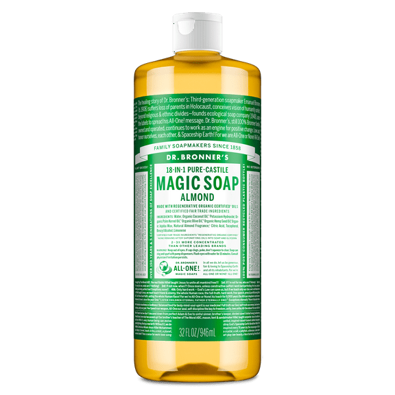 Dr. Bronner's Magic Soap - Almond - Pure-Castile Liquid Soap - 32 oz – for face, body wash, hands