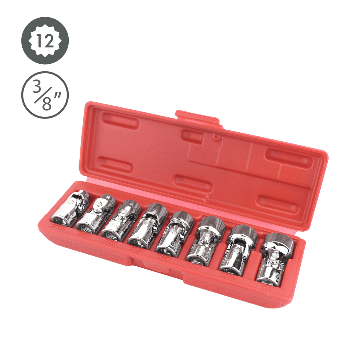 K Tool International 22700 Three Eighths Drive Chrome Socket Set Eight Piece
