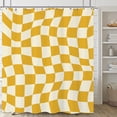 thumbnail image 3 of Sonernt Yellow Checkered Shower Curtain 72x72 inch with 12 Hooks, 3 of 6