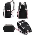 thumbnail image 3 of Mochila Escolar para Niñas con Puerto de Carga USB TUNC Black Pink, 3 of 5
