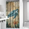 thumbnail image 2 of Sea Turtle Shower Curtain Funny Blue Ocean Creature Shower Curtains Sets with 6 Hooks, Polyester Fabric Waterproof Curtains for Bathroom Beach Theme Decor 36"*72", 2 of 6