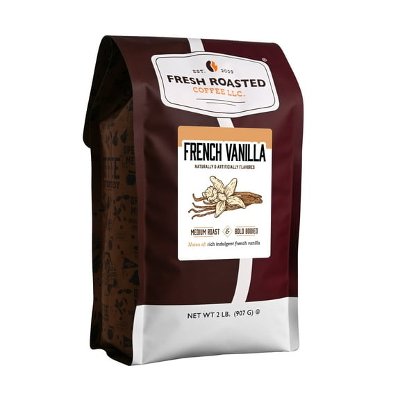 Fresh Roasted Coffee, French Vanilla Flavored Coffee Drip Ground, 32 oz 2 lbs
