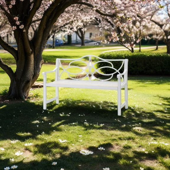 White Metal - Comfortable Seating for Multiple People - Outdoor Garden, Park, Yard / Enjoy Leisure Time and Decorate Your Space