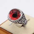 thumbnail image 2 of PAMTIER Unisex Stainless Steel Vintage Classic Family Tree of Life Pattern Carved Round Cut Bloody Red Eyes Gemstone Signet Ring Silver Size 7, 2 of 3