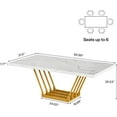 thumbnail image 3 of Tribesigns Dining Table, 63" Rectangular Wood Table with Faux Marble Top and Metal Frame, White & Gold, Seats 4-6, for Dinner Room Kitchen, 3 of 5