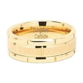thumbnail image 4 of Wedding Rings for Men. 8mm Yellow Gold Brick Pattern Tungsten Wedding Band, 4 of 7