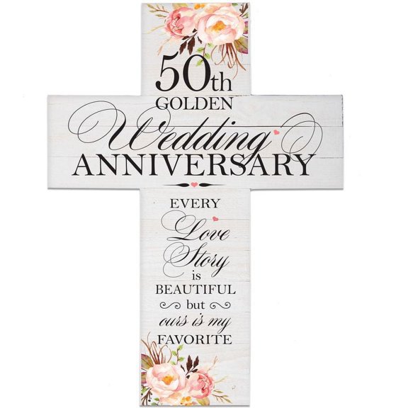 LifeSong Milestones Floral 1st Anniversary Pallet Cross 50 year of marriage
