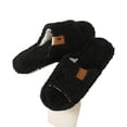 thumbnail image 3 of Women's Open Toe Fuzzy Plush House Shoes - Warm Lightweight Non-Slip Indoor Slides, Plus Size Unisex Fit, 3 of 4