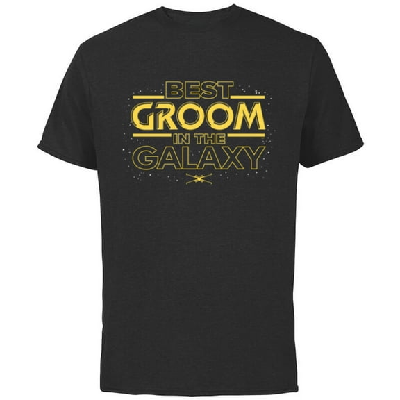 Star Wars Best Groom in the Galaxy Honeymoon Wedding Party- Short Sleeve Cotton T-Shirt for Adults - Customized-Black