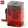 Deli Manual Pencil Sharpener Hand Crank Pencil Sharpener Hand Held, Red