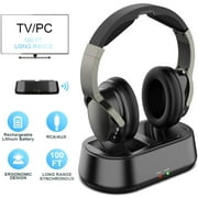 Rybozen Wireless TV Headphones with Transmitter Dock, Over-Ear Cordless Headset with RCA / 3.5MM Input