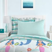 Dream Factory Mermaid Dreams Twin 5 Piece Comforter Set, Bed-in-a-Bag, Poly, Microfiber, Light Blue, Female, Child