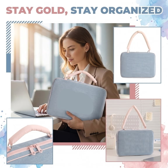 16 Inch Laptop Business Briefcase Bag, Multi Compartment Notebook Travel Carrying Case For Office Commute Trip