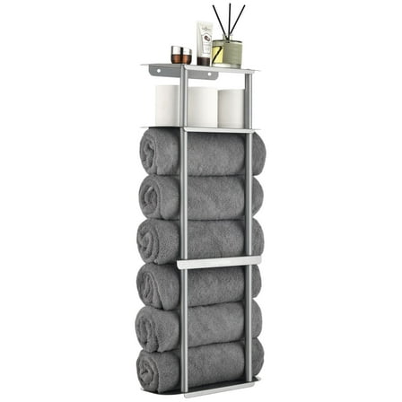 simpletome Towel Racks for Bathroom Storage Shower Organizer with Shelves Wall Mounted Thickened Carbon Steel