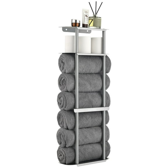 simpletome Towel Racks for Bathroom Storage Shower Organizer with Shelves Wall Mounted Thickened Carbon Steel
