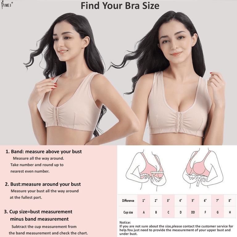 BIMEI Front-Closure Mastectomy Bra Pocket Bra for Silicone Breast forms  9915,Beige,36 for 36ABCD