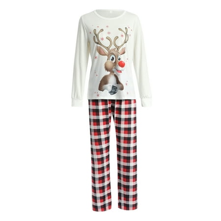 

Farrubbyine8 Parent-child Clothing Christmas Pajamas Elk Long Sleeves Top Pants
