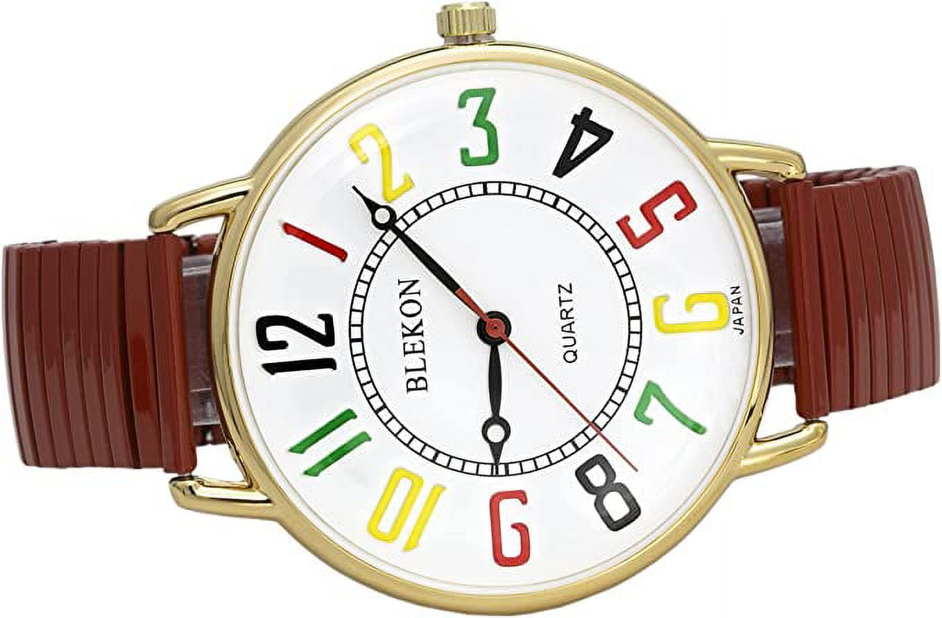 Blekon Original Women Super Large 43mm White Face Stainless Steel Stretch Band Watch Analog Display