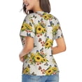 thumbnail image 3 of Xecao Bird Sunflowers for Women's V-Neck T-Shirts-Elegant Half-Sleeve Tops Perfect for Summer-Small, 3 of 5