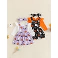 thumbnail image 3 of Michellecmm  Baby Girls Halloween Set Romper Pumpkin Ghost Overalls Skirt Hair Band, 3 of 9