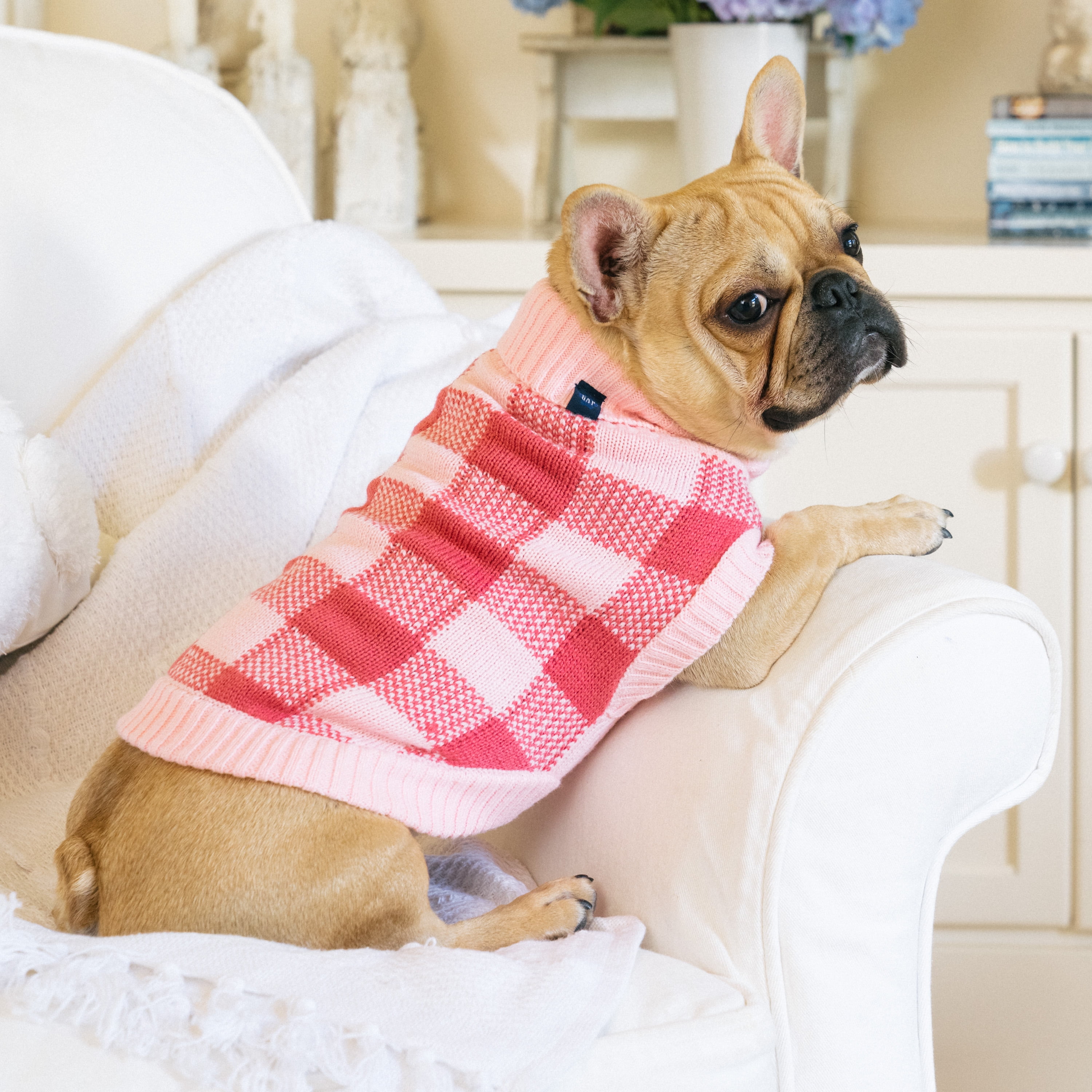 Gap Pet, Dog Clothes, Pink Buffalo Plaid Pet Sweater