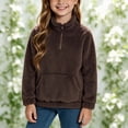 thumbnail image 5 of Xdegoge Tween Girls Fuzzy Fleece Pullover Sweater Quarter Zip Fluffy Sherpa Sweatshirt with Pockets Kids Warm Winter Outwear, Size 9-10, 5 of 6