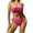 Hot Pink B, variant on ZQUUVOU Women's Strapless Bandeau Bikini Set Solid Color Two Piece Bikini Adjustable Tie Back Sides Swimsuit Set White