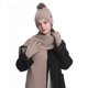 thumbnail image 1 of Gorro de lana acolchado de terciopelo doble para mujer, cálido, bufanda y guantes, traje de tres piezas a juego., 1 of 5