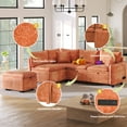 thumbnail image 5 of Harper & Bright Designs L-Shaped Pull Out Sofa Bed, Convertible Sleeper Couch with Storage Ottoman, 2 Pillows, 2 Power Sockets and 2 USB Ports, Sectional Sofa for Apartment Dorm Living Room, Orange, 5 of 20