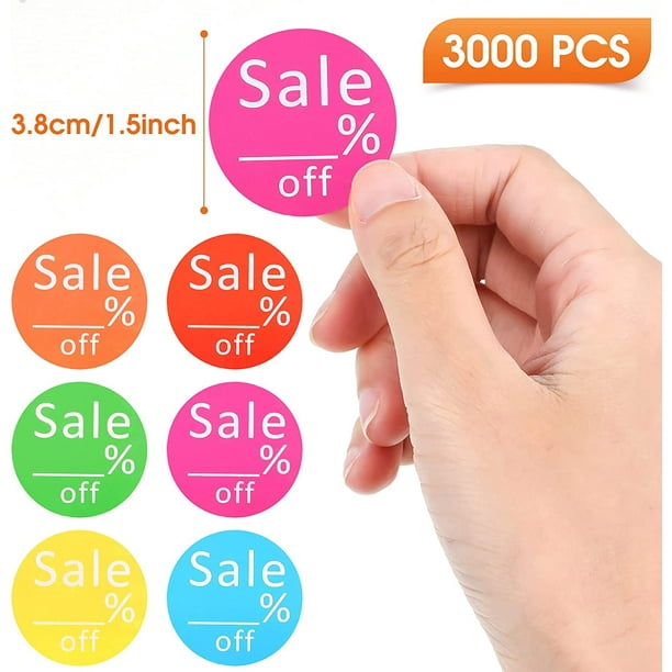 Sale Price Stickers,Price Tags for Retail Merchandise,1.5 Inch Round  Percent Off Labels,500 Pcs Per Roll.