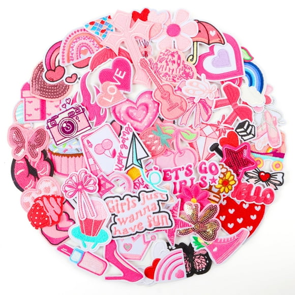 Parches bordados NICEVINYL rosa termoadhesivos para niñas x60
