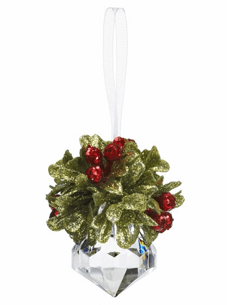 Ganz 5 Inch Mistletoe Kissing Ball Ornament,Red,5 Dia.