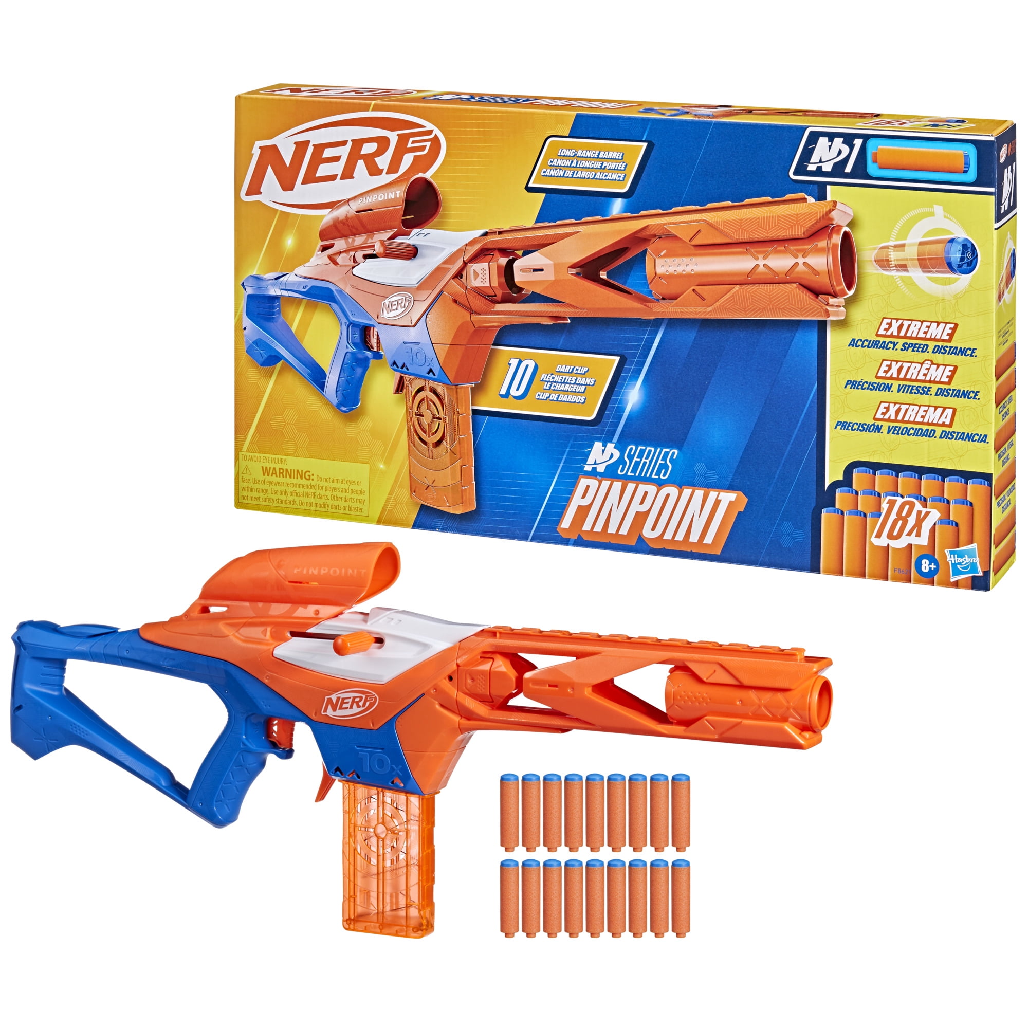 Nerf N Series Pinpoint Blaster, Clip, 18 N1 Darts for Boys and Girls, Ages 8+