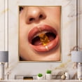 thumbnail image 2 of Close Up VIew of Female Lips Biting Gummy Bear 30 in x 40 in Framed Photography Canvas Art Print, by Designart, 2 of 5