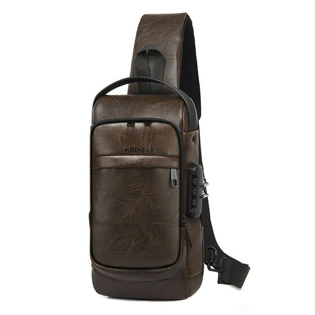 Water-Resistant Chest Sling Bag - Compact Crossbody Pack with Earphone Port & Zippered Pockets