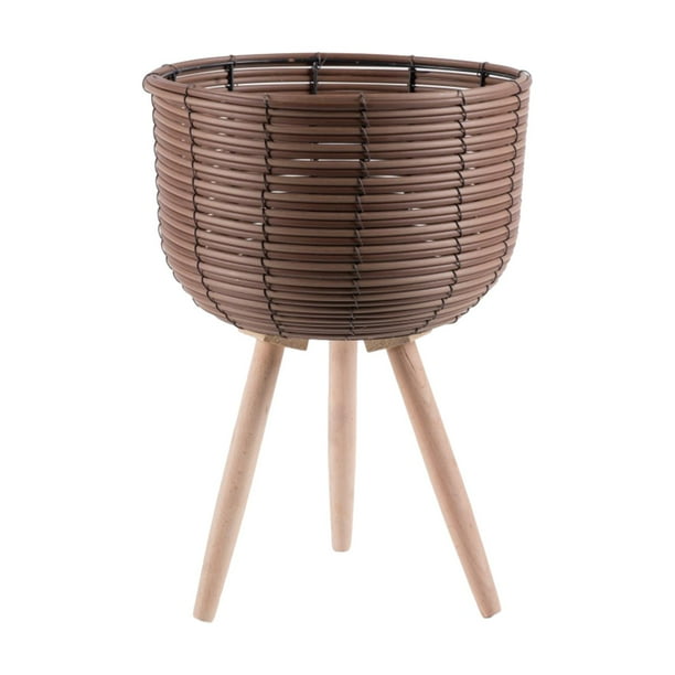 Soporte para plantas de cesta tejida con patas, maceta de suelo, maceta para flores Estilo B