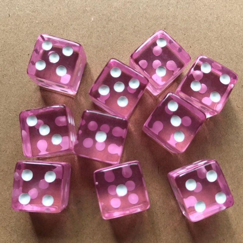 10Pcs/Set 16mm 6-Sided D6 RPG Clear Transparent Straight Corner Dice Party Tools 