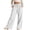 White, variant on Tranfacy Girls Kids Summer Solid Full Length Trousers Linen Drawstring Wide Leg Side Pocket Pants