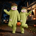 thumbnail image 5 of Funny Cartoon Monster Plush One-Piece Pajamas, Cozy Couple Matching Loungewear for Adults, Comfy Game Night Sleepwear with Hood and Comb, Halloween Oversized Fleece Onesie(Light Green,XXL), 5 of 8