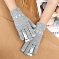 thumbnail image 2 of AWZXDE Women Knitted Touchscreen Gloves Cat Print Soft Thermal Warm Gloves For Cold Weather Phone Use And Winter Fashion Grey, 2 of 7