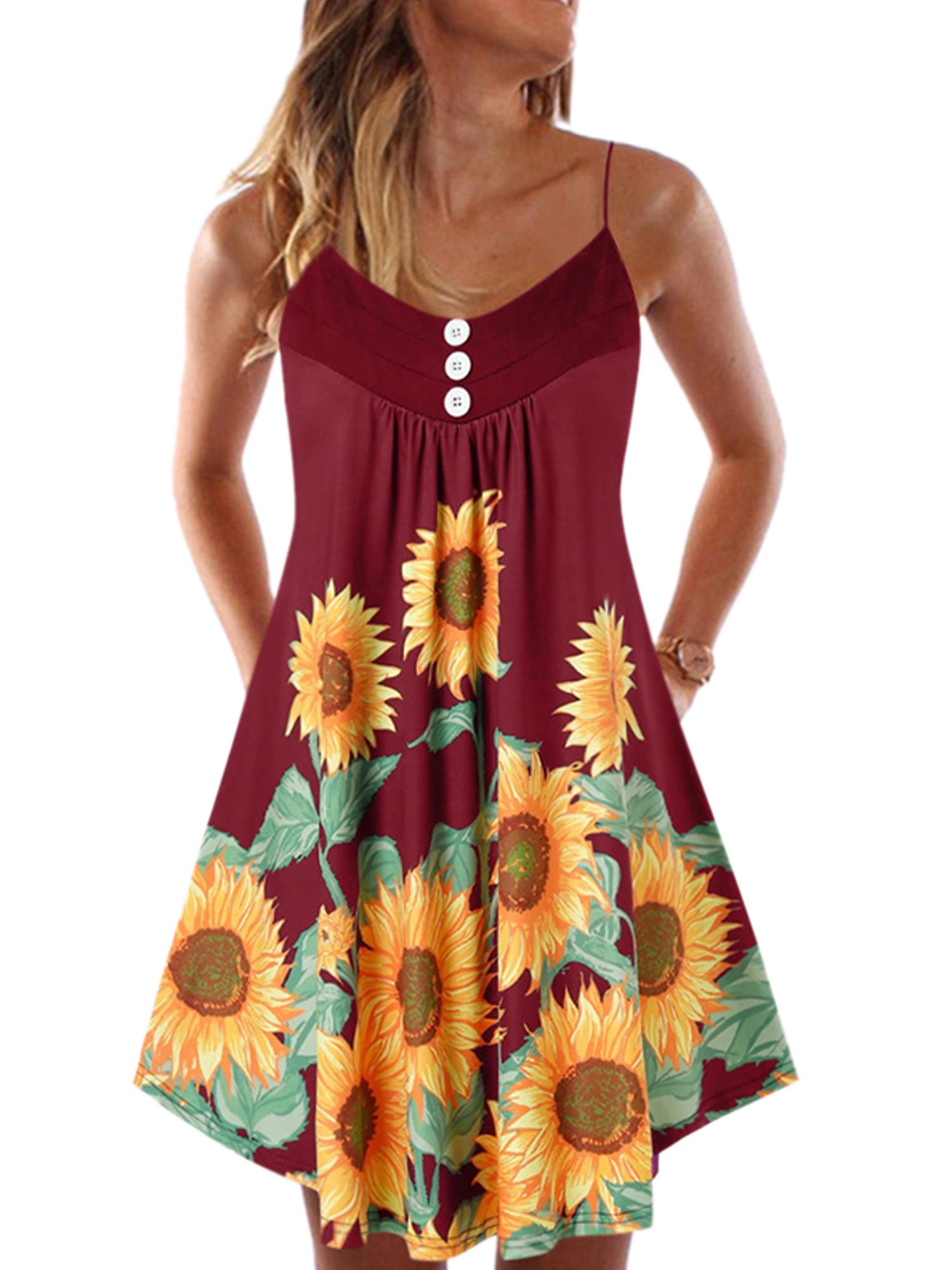 Sunflower Spaghetti Strap Mini Dress 